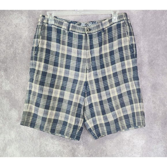 Tommy Bahama Other - Tommy Bahama Shorts Mens Size 36 Gray Casual Plaid‎ Linen Blend 10" Inseam